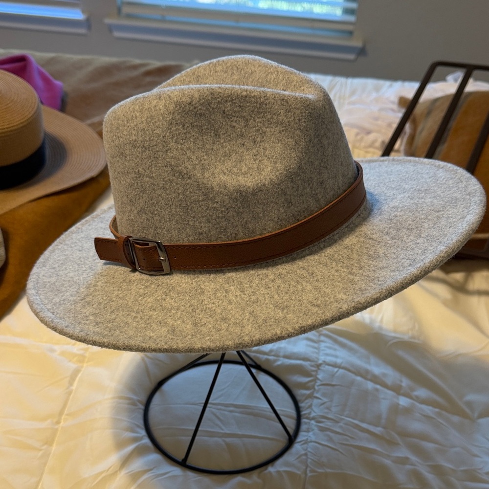 Stylish Gray Fedora with Brown Band